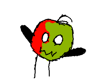 A zombie apple hand puppet :3