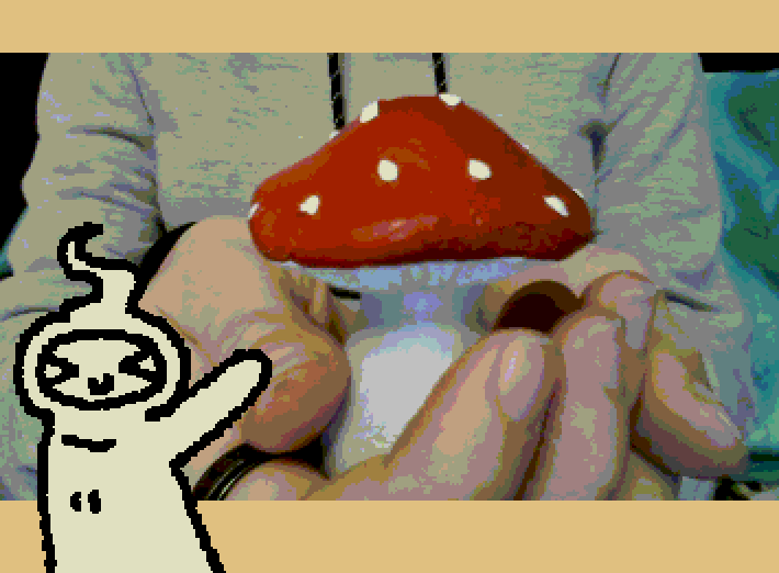 GUYS LOOK YOU'LL NEVER BELIEVE WHAT I HAVE IT'S A RED MUSHROOM! >v<