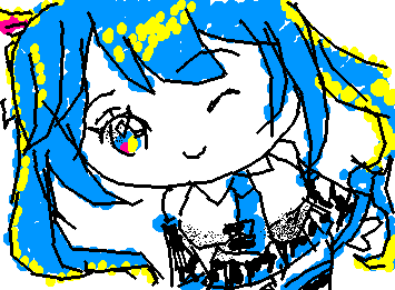 初音ミクを描きました。似せるの難しい。