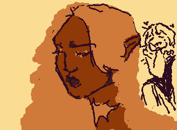 first time using the app, its not the best but heres my elf oc with my vamp oc in the back<3