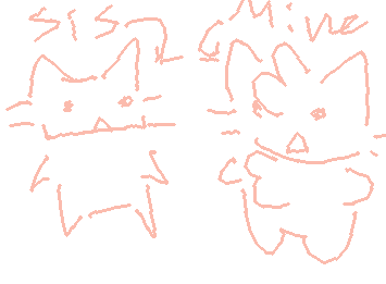 Two kittys! In my art style and my little sister!
