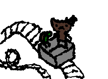 a cat on a roller coaster wearing a top hat, and next to the cat is a wise turtle (@telamon's suggestion)