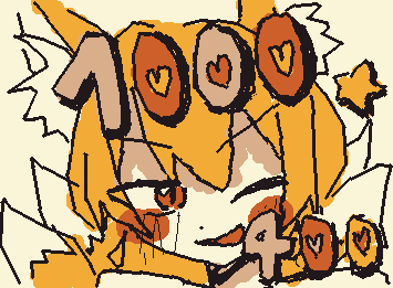 @inari 400フォロワー＆1000アートワーク達成おめでとぉぉぉぉぉぉぉぉぉ！！！！！！！！！！絶対400を目立つように描いた方が良かったのに1000を前に出してしまいました……(´•ω•`)ｺﾞﾒﾝ
これからもよろしくねぇェェェェェ！！！！！！！