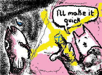 a cat how loves playing with his food and loves fiction plays unfairly with his fishy foe whos to be made quick work of him