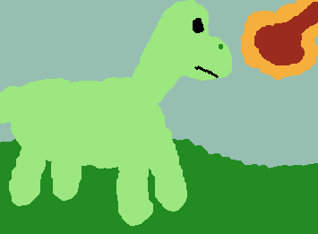 dinosaur drawing, don't look at the corner
(I was listing to heathers during this iykyk)