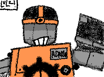 My oc ADM1N! Based on Roblox's "amazing" and "innovative" AI moderation! I love him very much he is silly!