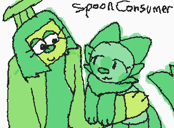 Green from deltarune and Jade from my colored cat project! also this is my first time drawing green and i love how they turned out🥹🥹