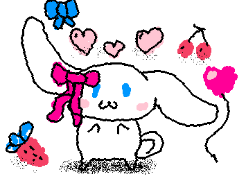 Cinnamoroll is a popular Sanrio character created in 2001, known as a small, white, male puppy with long ears that enable him to fly. :3