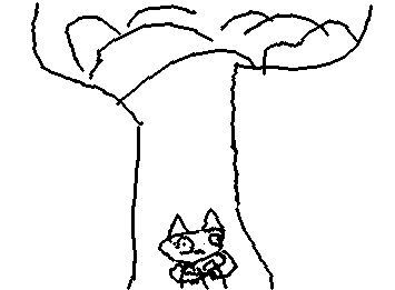 木のところで休んでるティーチくん
